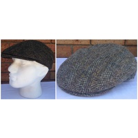 HARRIS TWEED Flat Cap Hat Wool Herringbone Country Driving Fishing 2498 2248 Cap