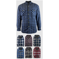 Men's Flannelette Shirt 100% Cotton Check Authentic Flannel Long Sleeve Vintage