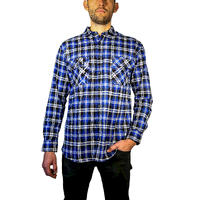 Mens 100% Cotton Flannelette Shirt Long Sleeve Check Authentic Flannel - Denim