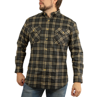 Men's Long Sleeve Flannelette Shirt 100% Cotton Flannel - Black Check