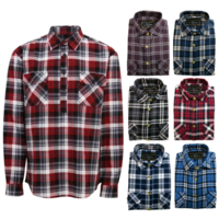 Men's Half Placket Flannelette Long Sleeve Pullover Shirt 100% Cotton Check Authentic Flannel 