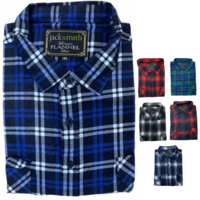 Men's Flannelette Long Sleeve Pullover Shirt 100% Cotton Check Authentic Flannel - Half Placket