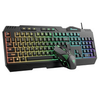 2-in-1 Wired Backlit Gaming Keyboard and Mouse Combo w/ Rainbow Lights
