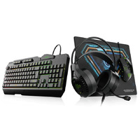 4 in 1 Gaming Keyboard and Mouse Combo Gaming Design w /Breathing Rainbow Light