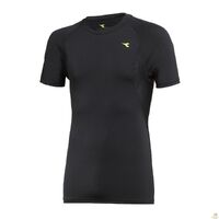 Mens DIADORA Compression Short Sleeve T Shirt Top Gym Thermal - Black