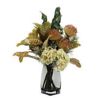 63cm Hydrangea & Croton Mixed Arrangement Artificial Flowers Plant Decor
