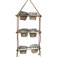 Hanging Pot Basket 3 Tier Wall Kitchen Storage with 6 Buckets