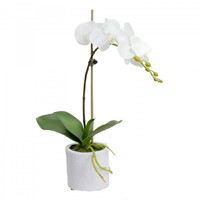 48cm Potted Faux White Orchid Plant Artificial Flower Fake Home Decor
