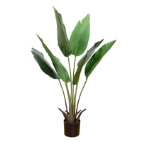 112cm Potted Faux Banana Palm Tree Tropical Artificial Green Flower Plant