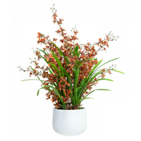 78cm Dancing Lady Orchid Plant in Pot Artificial Flower Plant Decor - Orange