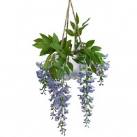 75cm Wisteria in Hanging Pot Artificial Plant Flower Décor - Blue