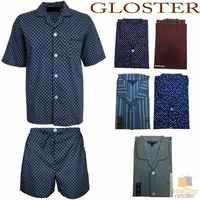GLOSTER/ADVENT Pyjamas PJs SHIRT & SHORTS SET Mens PLUS KING Cotton Rich BR3