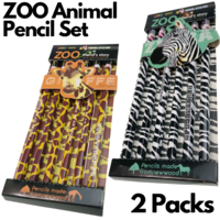 2 Packs ZOO Animal Pencil Set Jungle Kids Party Favours - Giraffe Zebra
