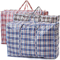 12x Large Stripe Bag Packing Storage Strip Zip Shopping Travel Check House Moving 90cm x 78cm x 25cm