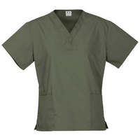 Premium Women's V-Neck Scrubs Top Ladies Hospital Dentist Nurse Uniform - Sage