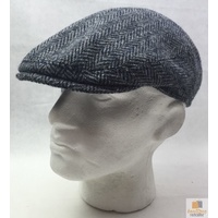 HARRIS TWEED Flat Cap Hat Wool Herringbone Country Driving Fishing Cap Linney