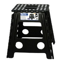 39cm Plastic Folding Step Stool Portable Chair Flat Indoor/Outdoor Home - Black