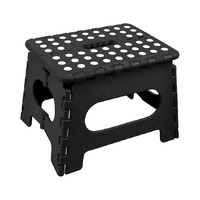 150kg Folding Step Stool Portable Plastic Foldable Chair Flat Outdoor (29x22cm) - Black