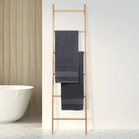 6 Tier Bamboo Freestanding Towel Rack Rail Ladder - Natural (182.5cm x 50cm)