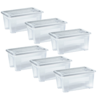 6x Italplast Storage Box with Lid Container Organiser Stackable - 5 Litre