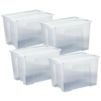 4x Italplast Storage Modular Storage Box with Lid Large (20 Litre) Bulk