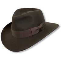 Official Classic Indiana Jones Mens Safari Fedora Hat Wool Felt - Brown