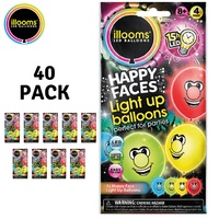 Pack of 40 iLLOOMS LED Light Balloons Halloween Parties Flashing HAPPY FACES