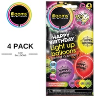 Pack of 4 iLLOOMS LED Light Balloons Halloween Parties Flashing HAPPY BIRTHDAY