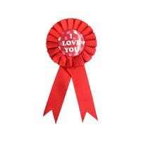 I Love You Ribbon Badge Award Fun Rosette Fancy Dress Party Romantic - Red