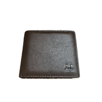 Mens Genuine Leather Bi-Fold Wallet w/ Coin Pocket - Brown