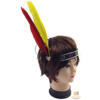 INDIAN Two Feather Headband Headdress Fancy Dress Native American Costume Squaw