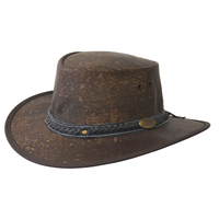 JACARU Squashy Kangaroo Leather Hat Roo Traveller Crushable Travel Outback