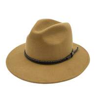 Jacaru Australian Wool Fedora Hat Outback 100% Wool Crushable Travel - Caramel