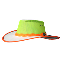 JACARU Hi Vis Safety Kooler Hat Fluro Canvas Sun Protection Vented Summer Wide Brim