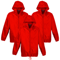 3x Youth Spray Jacket Outdoor Casual Hike Rain Sport Poncho Waterproof - Red