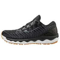 Mizuno Womens Wave Sky 4 Waveknit Running Runner Shoes Sneakers - Black Biscuit