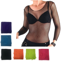 3x LONG SLEEVE FISHNET TOP Blouse T Shirt Tee Costume Party See Through