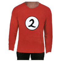 Dr. Seuss Adult Cat In The Hat Thing 2 Long Sleeve Red Top Costume Book Week
