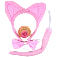 4pcs PIGGY SET Party Costume Accessories Animal Headband Bow Tie Nose Halloween