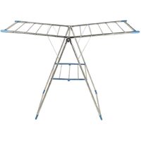 Foldable 2 Tier Stainless Steel Clothes Drying Airing Rack Clothing Stand Adjustable