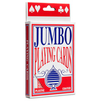 JUMBO PLAYING CARDS Full Deck Red Poker Plastic Coated 8.5 x 12cm King Big Size