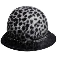 KANGOL Ladies Animal Print Cloche Hat Cap Womens Leopard 100% Angora Wool