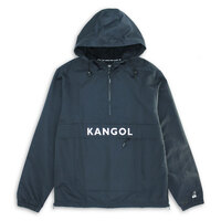 Kangol Hooded Popover Windbreaker Jacket Pullover Coat - Black