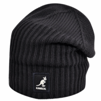 KANGOL Fashioned Cuff Pull On Beanie Warm Hat Knitted Cap - Black