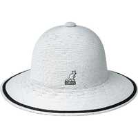 Kangol Womens Tropic Wide Brim Stripe Casual Lightweight Bucket Hat - White