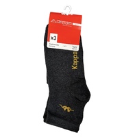 Kappa Mens Ankle Socks - Charcoal - 1 Pack of 3