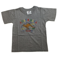 Kids Australia Kangaroo T Shirt Tee Childrens Child 100% Cotton Top - Grey