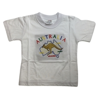 Kids Australia Kangaroo T Shirt Tee Childrens Child 100% Cotton Top - White