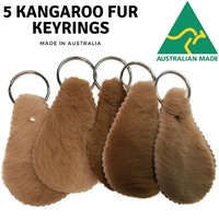 Pack of 5 Genuine Kangaroo Fur Leather Keyrings Made in Australia Key Rings