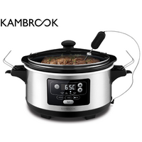 Kambrook Culinary Temp Control 275W Electric 5.5L Stainless Steel Slow Cooker 
